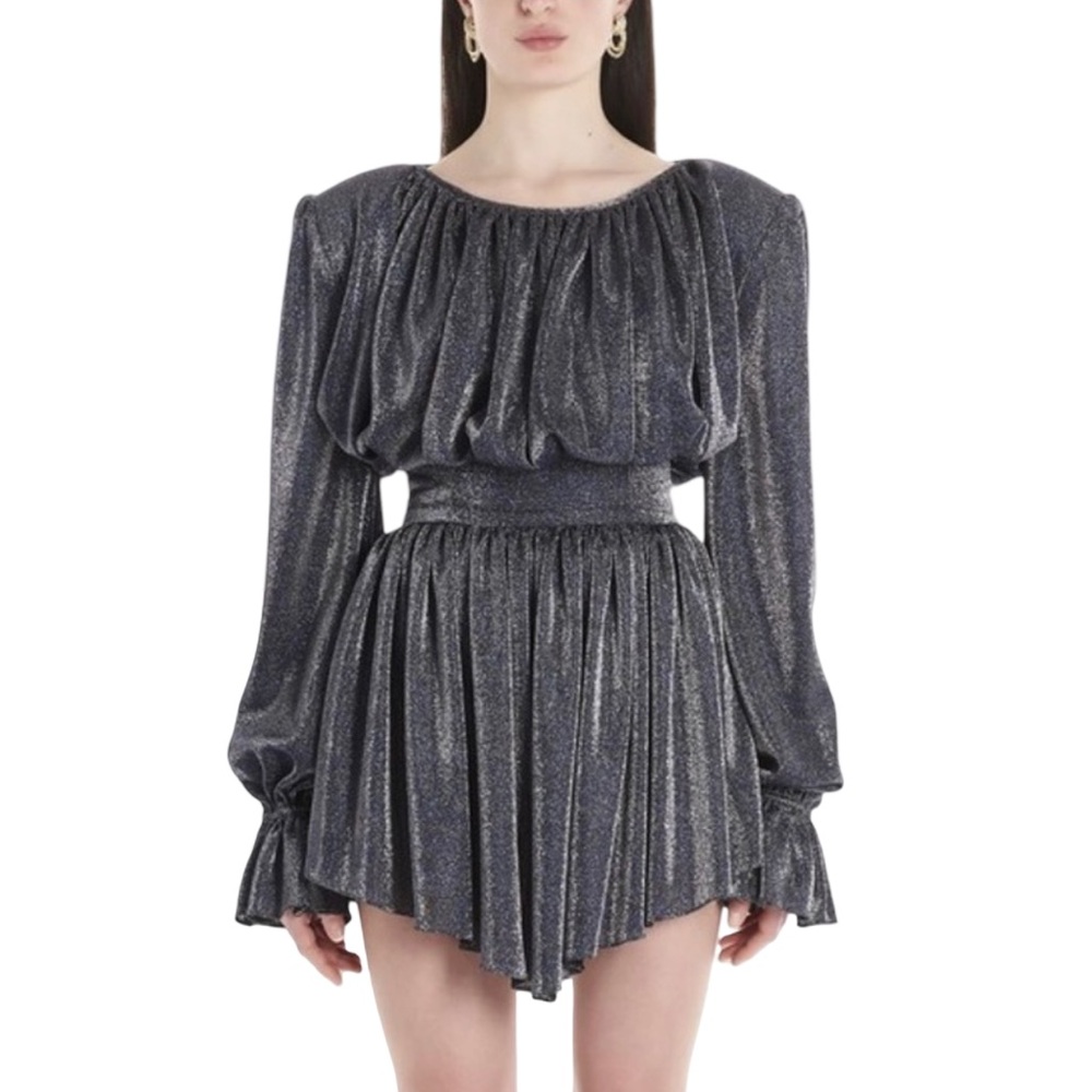 Nervi‎ Dress Betty Metallic Blue Jersey Mini 80s Retro Cocktail Party IT 40 XS S